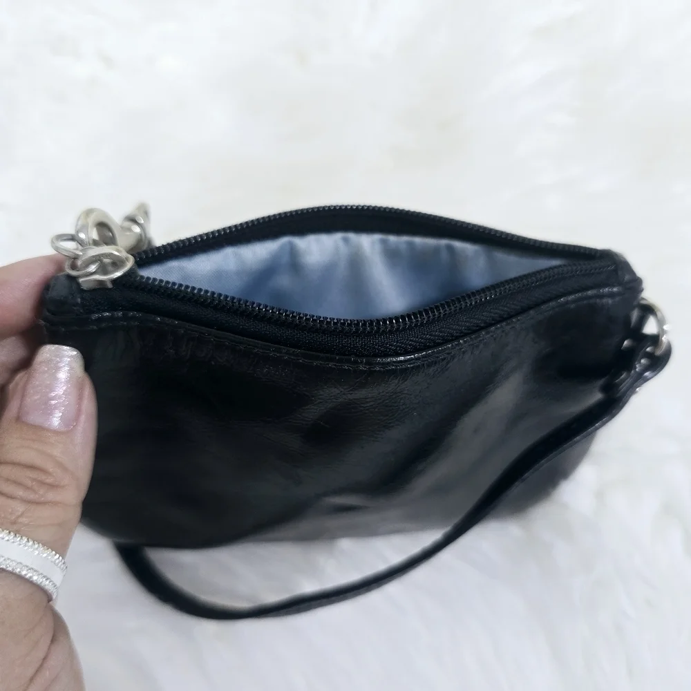 Coach black leather wristlet